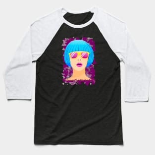Girl with blue hair and pink sunglasses Baseball T-Shirt